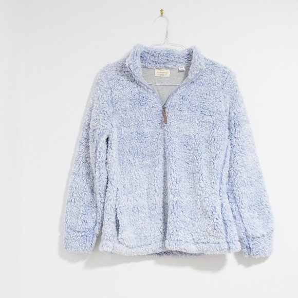NEW Light Blue Fluffy Cloud Fleece Quarter Zip Pullover Sherpa Jacket | Size M - Picture 7 of 12
